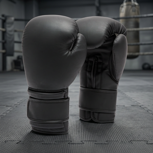 Gants de boxe noirs en PU avec fermeture auto-agrippante pour adultes, équipement de protection unisexe, style standard, ajustement réglable - Product Image 3