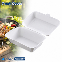Boîte à lunch carrée en papier kraft blanc SOTON avec compartiments et couvercle à charnière pour barbecue, restauration, restaurant, fête, biodégradable, écologique