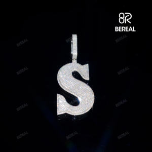 En gros Moissanite Lettre Pendentif Vente Chaude Ronde Taille Brillant Plaqué Or 925 Argent Fine Jewelry Pendentifs - Product Image 2