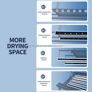Colgador de tela de elevación de montaje de celado automático inteligente, estante de lavandería, estante de secado plegable eléctrico, aluminio máximo 35kgs, 1 Uds. - Product Image 5