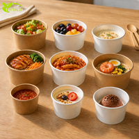 Bols à salade en papier multi-tailles 650ml 780ml 850ml 1000ml avec couvercle universel pour la restauration et l'emballage alimentaire à emporter
