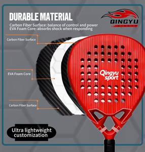 Raqueta de Pádel de Carbono Diamante Duradera con Logotipo Personalizado OEM de Qingyu Sport, Diseño Personalizado, Núcleo de Goma EVA, Grado Profesional, Pedidos al por Mayor - Product Image 4