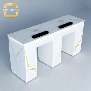 Mesa de Manicura Doble Comercial de Mármol con Extractor de Polvo Dual y Cajones para <span class=keywords><strong>Centro</strong></span> de Belleza y Spa de Uñas - Product Image 2