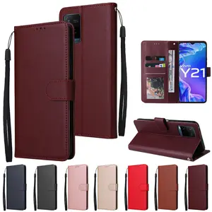 Card Slot Holder Pocket Kickstand Flip Leather Cover Voor Vivo Y33s Y21 Y21s