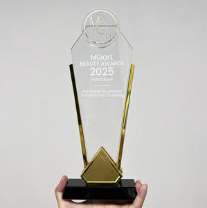 Trofeo <span class=keywords><strong>de</strong></span> Cristal Personalizado con Corona Grabada para Premios <span class=keywords><strong>de</strong></span> Equipo, con Círculo Redondo - Product Image 5
