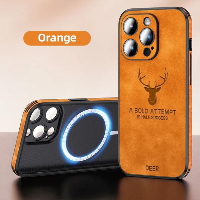 Vintage Deer Print Suede Leather for iphone case with Camera Case,for iphone 15 Pro High Quality case