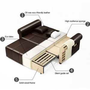 Dernier modèle de mobilier de chambre à coucher au prix de gros Canapé-lit escamotable moderne en similicuir confortable et personnalisé avec accoudoir pour la maison - Product Image 5
