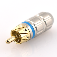 Connecteur RCA mâle plaqué or de type turbine, boîtier tout cuivre, pince à fil en laiton, connecteur audio DIY à souder, 12V 3A 5000 cycles