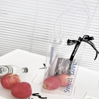 Vente en gros de sacs portables à poignée en plastique transparent personnalisés avec logo personnalisé et thermoscellable
