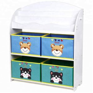 Juguete de los niños unidad de almacenamiento con <span class=keywords><strong>3</strong></span> de las estanterías y de tela 4 cajas - Product Image 1