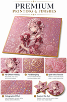 Tableau d'art holographique laser Shikishi Anime avec cadre en feuille d'or personnalisé, illustration de collection, décoration murale