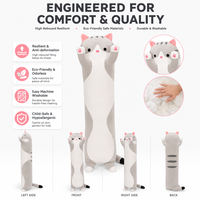 Peluche chat en tissu de coton, coussin doux anti-stress, couleur personnalisable, broderie, vernissage UV, durable, faible MOQ
