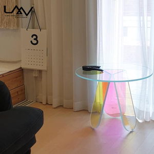 Tavolino da Caffè Nordico Colorato, Tavolino Laterale per Soggiorno in Acrilico <span class=keywords><strong>Trasparente</strong></span>, Tavolino Rotondo Semplice e di Lusso - Product Image 5