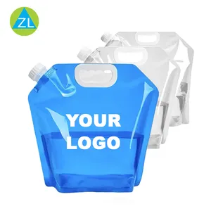 Customized 3L 5L 10L Camping Water Storage Spout Pouch Stand Up Bags Portable Plastic Bag for Water and Beverage with Handle