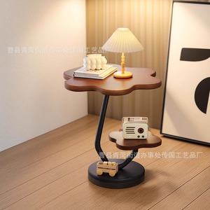 Wooden Round Coffee <b>Table</b> With Shelf For Living Room And Bedroom <b>Small</b> Apartment Use - Product Image 2