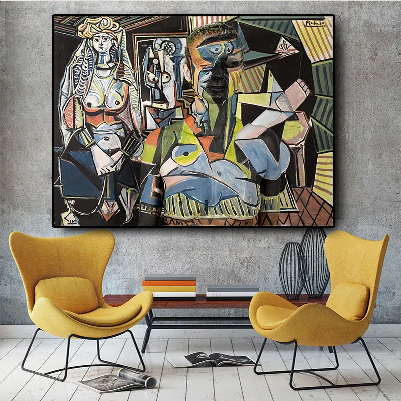 Las mujeres de Argel impresiones lona arte de pared habitación Cuadros decoración Pablo Picasso <span class=keywords><strong>pintura</strong></span> abstracta Picasso
