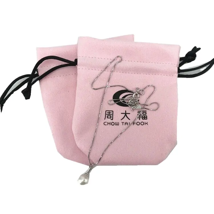 Custom logo printed suede gift pouch velvet jewelry bag velvet pouch