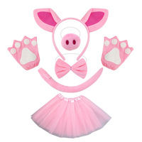 Serre-tête quatre pièces en peluche de dessin animé, motif cochon rose mignon avec oreilles et nez, pour enfants et hommes, collection Halloween, succès transfrontalier
