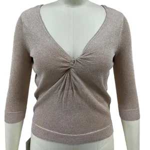 Fashionable New Design Evening Dress Sexy Low V-neck Fabric Women's Knitted Pullover