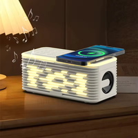 Chargeur sans fil 3-en-1 15W, Enceinte Bluetooth, Machine à sons apaisants RGB, Lampe de chevet, Réveil décoratif
