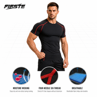 Erkek Elastik Antrenman Kompresyon Tişörtü Vücut Geliştirme Fitness Spor Üstü