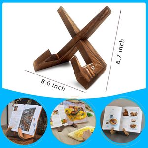 Wooden Recipe Rack 8.6 Inch Desktop Book <b>Stand</b> For Kitchen Cooking Books And <b>Tablets</b> - Product Image 1