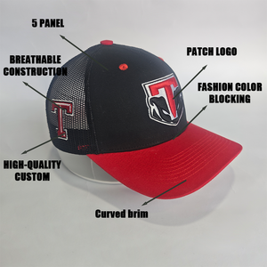 Gorra Trucker Personalizada al por Mayor, <span class=keywords><strong>de</strong></span> Alta Calidad, Estilo Vintage, Negra y Roja, Unisex, con Logotipo Bordado Personalizado - Product Image 3