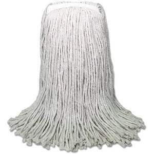 Boardwalk BWKCM20016 16 Oz. White Cotton <b>Mop</b> <b>Heads</b> Cut-End Banded Design 12/Carton - Product Image 1