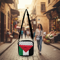 Sac bandoulière Keffiyeh en polyester avec motif drapeau palestinien traditionnel pour enfants palestiniens