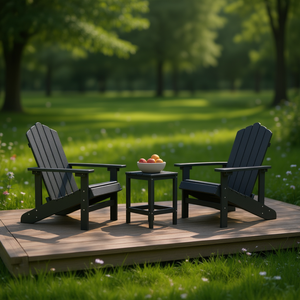 Ensemble de chaises Adirondack avec table Anthracite HDPE Meubles de jardin d'extérieur 2 places Design contemporain - Product Image 3
