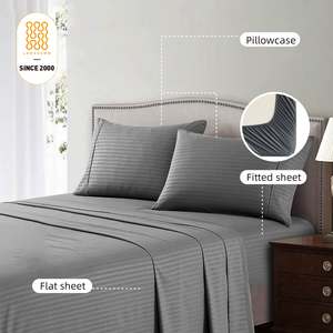 Set di Lenzuola 4 Pezzi per Tutte le Stagioni in Microfibra Resistente, Morbida e Lussuosa, con Tasca Profonda, Misure Queen e King - Product Image 1