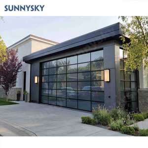 Sunnysky Villa de lujo Puerta de garaje Aleación de aluminio Vidrio completamente templado con aislamiento Laminado Negro Esmerilado A prueba de huracanes - Product Image 1