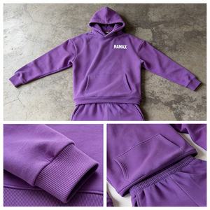 Ensembles de sweats à capuche et de joggings unisexes en coton surdimensionnés et épais avec logo personnalisé, en gros, pour un confort décontracté et plus doux - Product Image 3