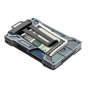 Billetera minimalista para hombre, tarjetero de aluminio y fibra de carbono, con bloqueo RFID inteligente, moderno y personalizado - Product Image 4