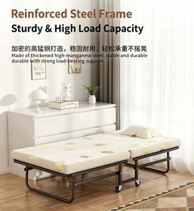 เตียงโลหะพับได้พร้อมที่นอนฟองน้ำหนา 9 ซม. กว้าง 100 ซม. ไม่ต้องประกอบ เหมาะสำหรับใช้ในห้องนอนหรือโรงงาน - Product Image 3