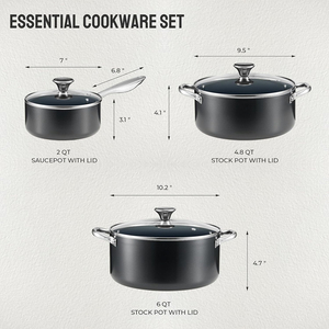 Juego de Utensilios de Cocina de 6 Piezas de Aleación de Aluminio con Revestimiento Cerámico Moderno, Asas de Acero Inoxidable, Tapas de Vidrio Transparente, Antiadherente, Apto para Inducción - Product Image 6
