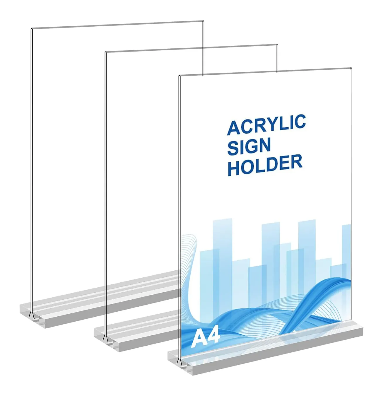 Acrylic Sign Holder, Double-Sided Display Stand Plastic Paper Holder Table Menu Display Stand T-Shaped Desktop Display Stand