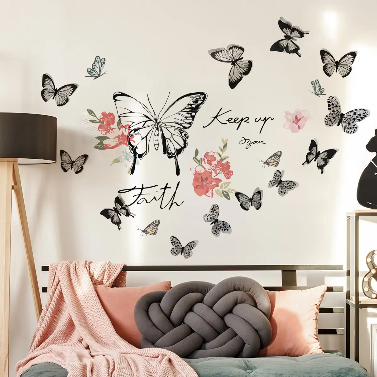 decorazione per la casa Adesivo da parete creativo per frigorifero motivo farfalla colore: nero 