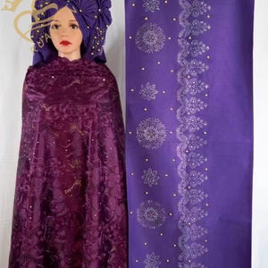 Высококачественная Красивая Роскошная хлопчатобумажная кружевная африканская Кружевная Ткань 5 ярдов вышивка вуаль - Product Image 1