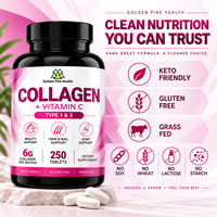 Comprimés de collagène marin hydrolysé antioxydant OEM avec vitamine C, complément oral pour la beauté, soin de la peau, des cheveux et des ongles pour adultes, 250 comprimés