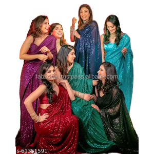 Bollywood Séquence Saree avec Paillettes Élégant Tenue Traditionnelle Indienne - Product Image 1