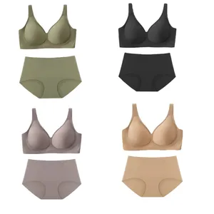 Ensembles de soutien-gorge et culotte Bralettes sans couture Ensembles de lingerie Soutien-gorge et culotte de sport confortables à col en V Ensembles de culottes pour femmes