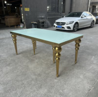 Table à manger rectangulaire en acier inoxydable doré, fabrication directe d'usine, luxe, mariage, banquet, réception d'hôtel
