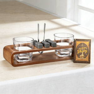 Stokta Kare 250ml Viski Bardağı ve Ahşap Standlı Viski Taşı Şirket Promosyon Doğum Günü Hediyeleri - Product Image 1