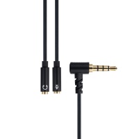 Koadac Répartiteur audio 3,5 mm 1 mâle vers 2 femelles Câble casque micro Connecteur plaqué or Coque en aluminium Haut-parleur MP3