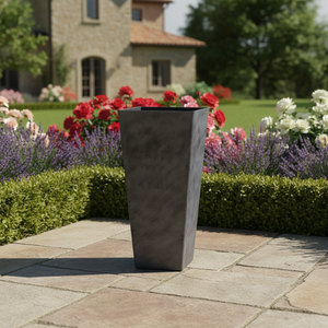 Betonoptik PP-Kunststoff-Pflanzgefäß, hoch, quadratisch, konisch, langlebig, leicht, Blumentopf, matt, mit Drainageloch für Haus und Garten - Product Image 2