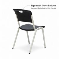 Chaise d'entraînement empilable moderne en plastique avec cadre en métal argenté pour salle de classe scolaire