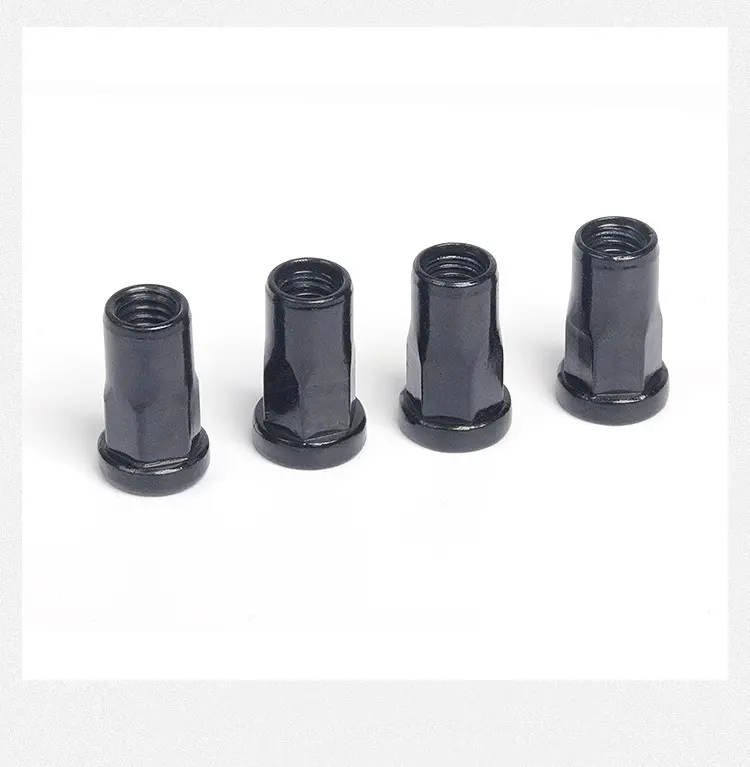 M5*2.5-15mm Electroplated Black Zinc Head Half Hexagon Rivet Nut Steel Carbon Steel Nickel Plastic Inch Customizable Sizes