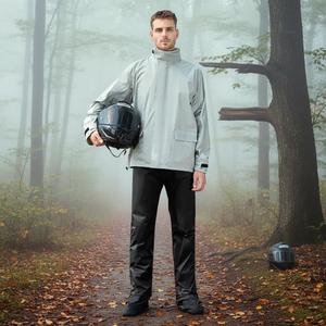 Ensemble veste et <span class=keywords><strong>pantalon</strong></span> de <span class=keywords><strong>pluie</strong></span> unisexe pour le cyclisme et la <span class=keywords><strong>moto</strong></span>, écologique avec bandes réfléchissantes - Product Image 1