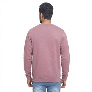 เสื้อฮู้ดดี้ผู้ชายสีชมพูเฮเธอร์ คอกลม ผ้าฝ้าย 100% บุซับใน สำหรับฤดูหนาว มีโลโก้ด้านหน้า แขนยาว สวมหัว สไตล์ลำลอง ผ้าถัก - Product Image 4
